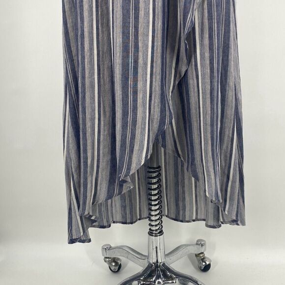 New Splendid Chambray‎ Multi Stripe Tulip Sleeve Wrap Dress Size Small - Picture 4 of 16